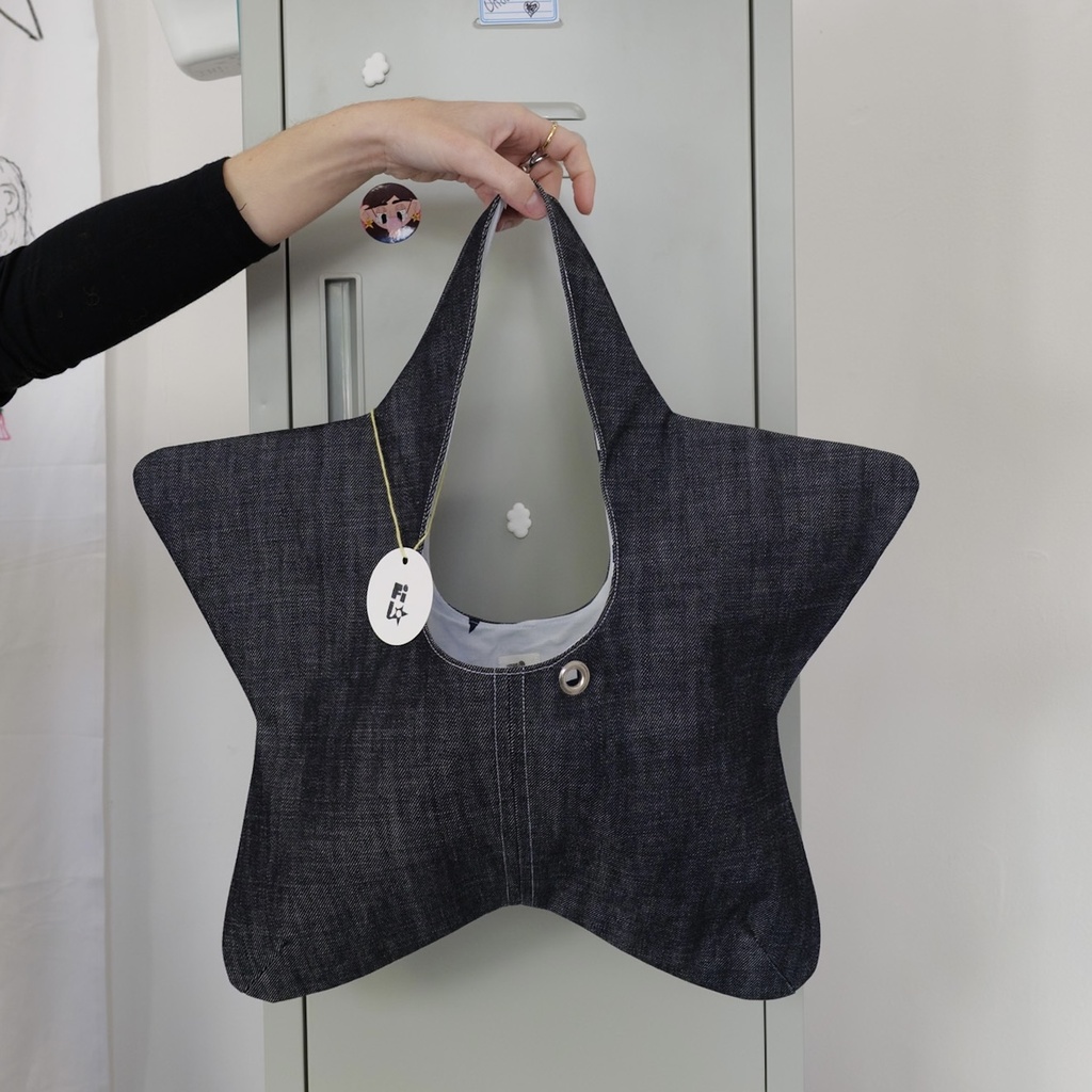 sac de star - denim brut et blanc à étoile avec oeillet