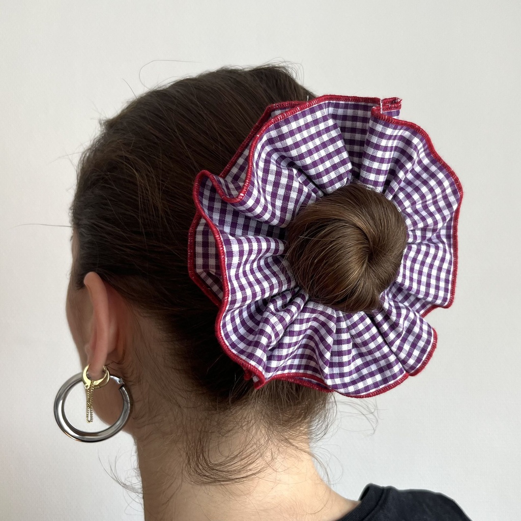 chouchou - vichy violet et blanc