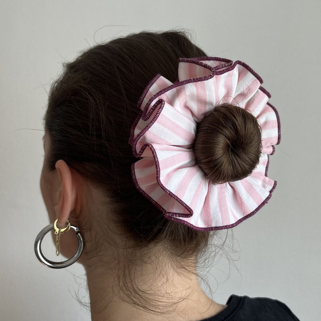 chouchou - rayé rose et blanc