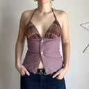 top Frankenstein - carreaux bordeaux et marrons XS/S