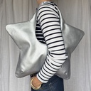 sac de star - similicuir argent et blanc