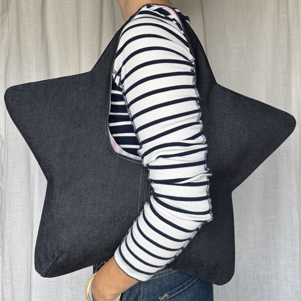 sac de star - denim bleu brut et rayures roses