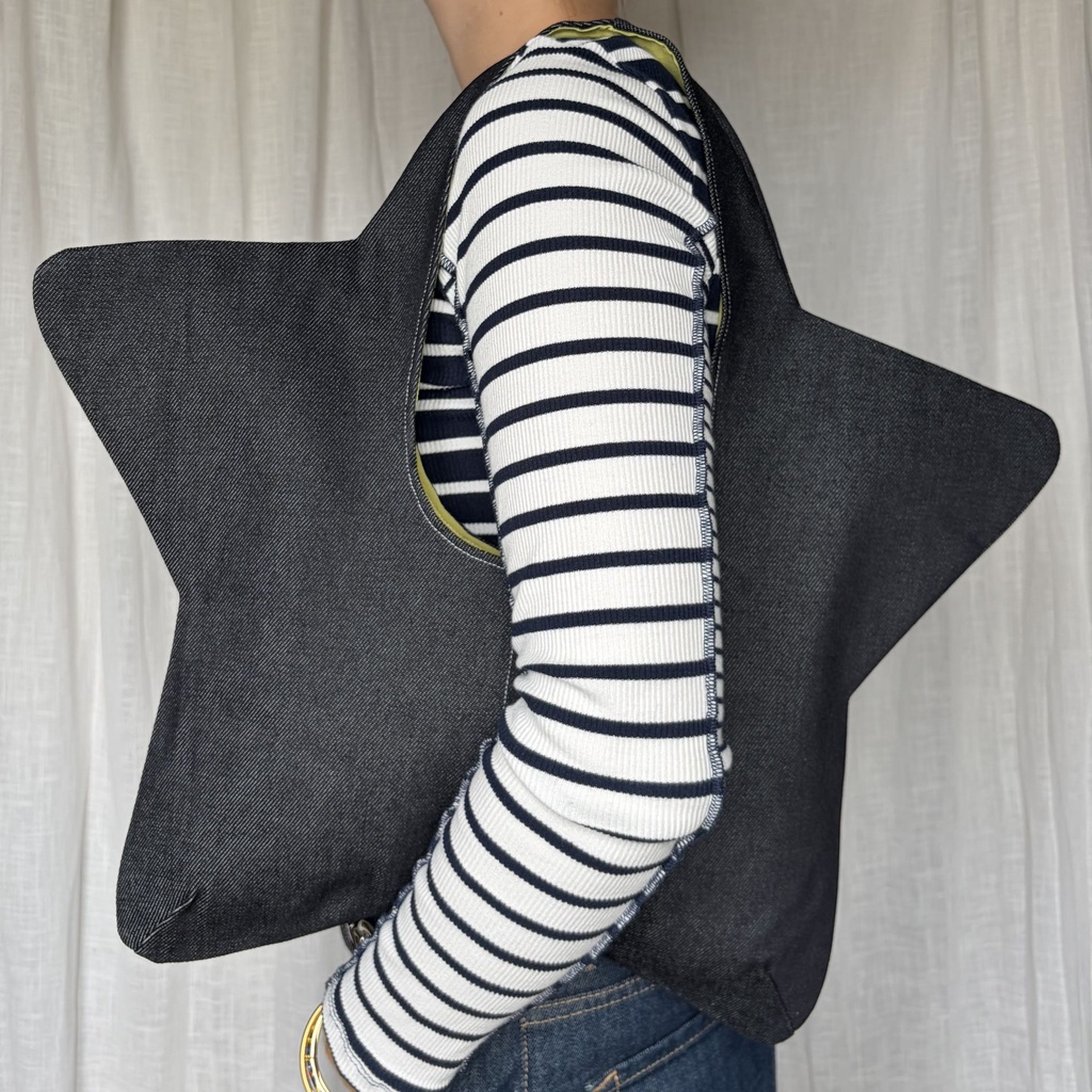 sac de star - denim bleu brut et vert citron