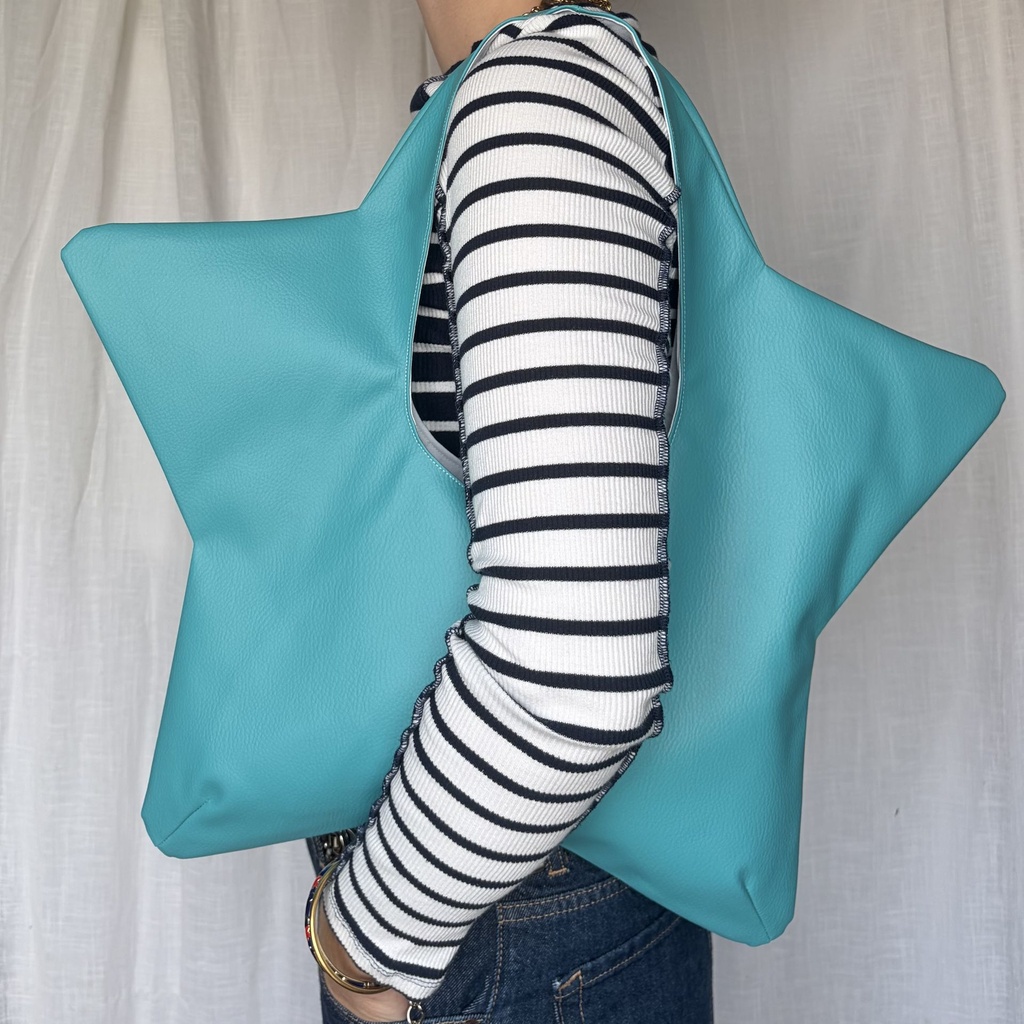 sac de star - similicuir turquoise et blanc
