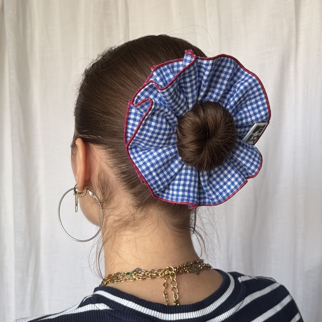 chouchou - vichy bleu blanc rouge